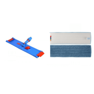 Blue Microfiber Mop and Broom Holder with Flap 